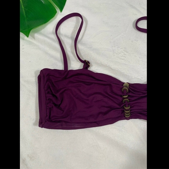 NWT $69 Becca Reconnect Bandeau Bikini Top in‎ Merlot [SZ Small ] - Picture 4 of 8
